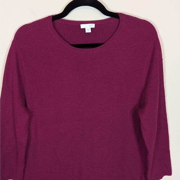 J.Jill Size M Wool Blend Burgundy Wine Long-Length Tunic Sweater 3/4 Sleeve - Picture 6 of 7